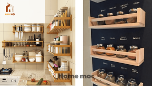 Kệ gỗ đựng gia vị treo tường
