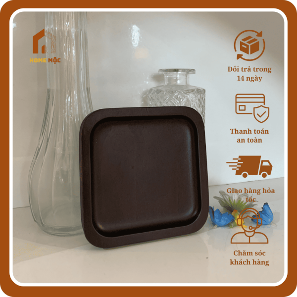 Lót Ly Gỗ Tự Nhiên Home Mộc – Đế Lót Cốc Gỗ Vuông Sang Trọng