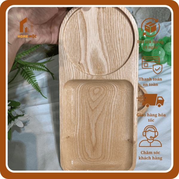 Khay Gỗ Decor Chữ Nhật Dài Đựng Thức Ăn - Home Mộc