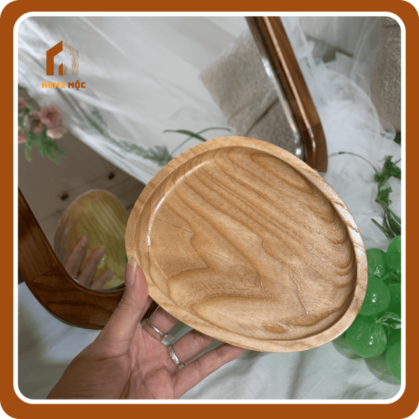 Khay Gỗ Decor Đựng Đồ Ăn Hình Đá Cuội - Home Mộc - Hình ảnh 4